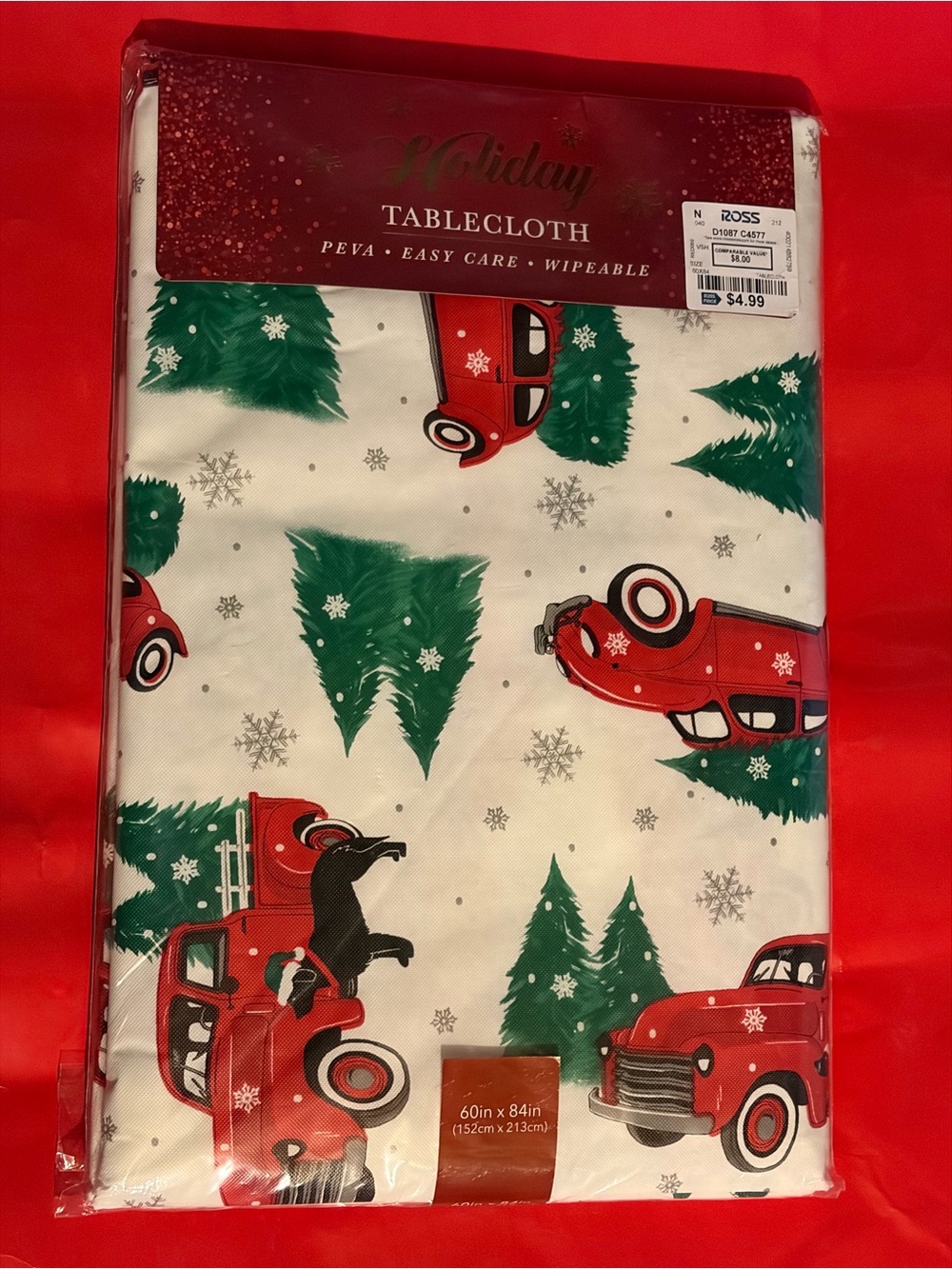 NWT Red Holiday Truck tablecloth